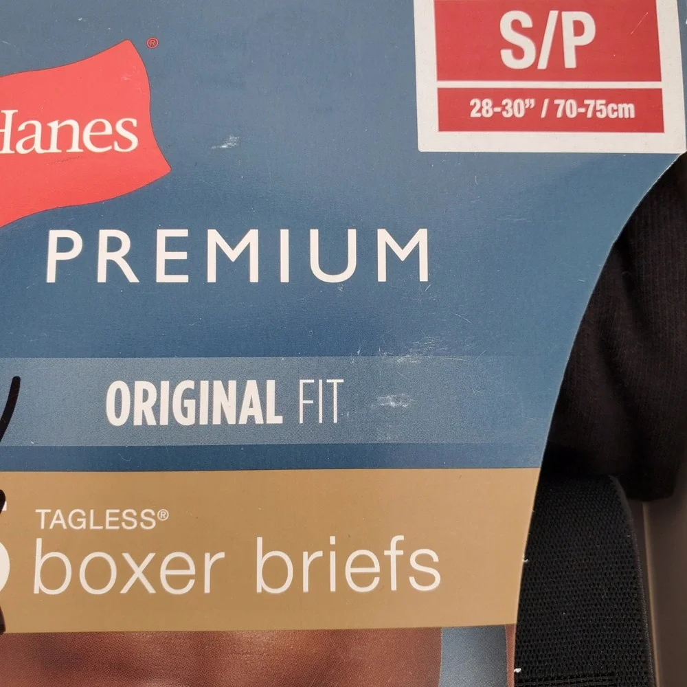 Hanes Premium Mens‎ Boxer Briefs 4 Pack Small Black Gray Cotton Tagless 9HPWG5